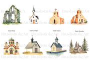 Church Clipart, Christmas Church PNG, a Decorative Illustration by BrushstrokeArtGB (Thumbnail 5 of 9)