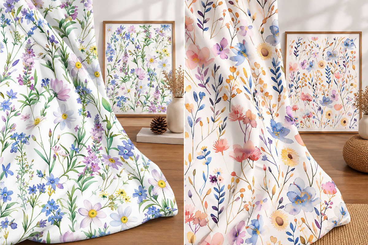 wildflower seamless patterns, a Pattern Graphic by DreamCafeArt (Photo 3 of 5)