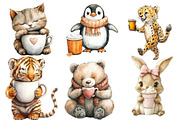 Animals Love Coffee Clipart, an Animal Illustration by Designworld (Thumbnail 3 of 5)