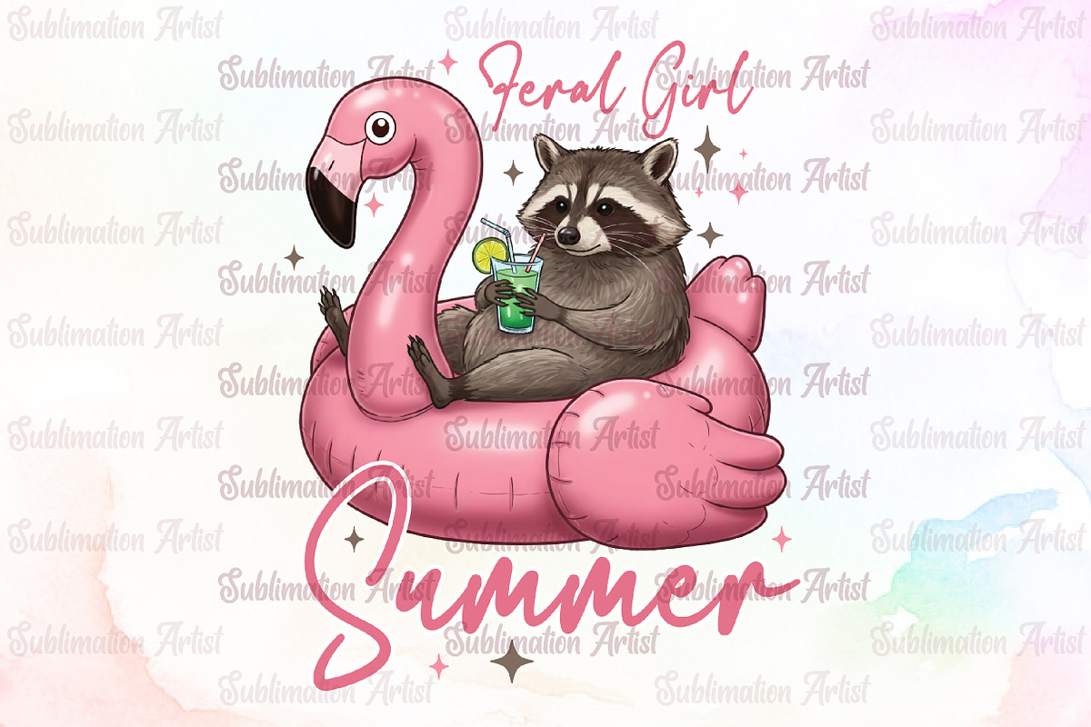 Feral Girl Summer Raccoon Png, an Illustration by Sublimation Artist (Photo 1 of 6)