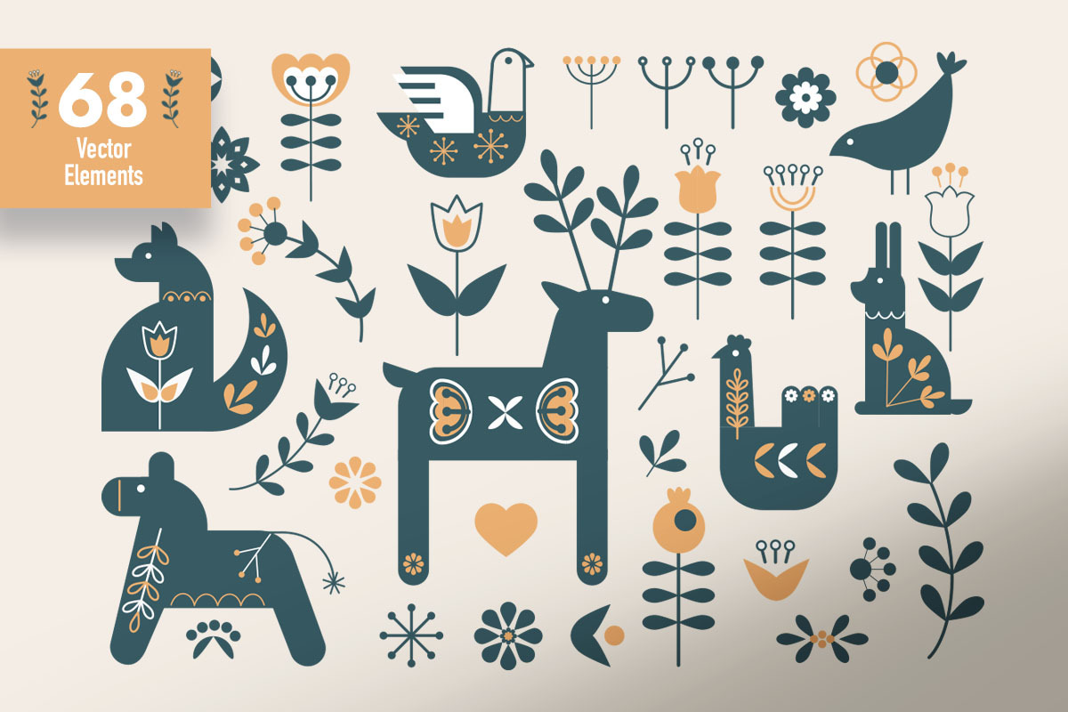 Scandi Folk Art Bundle, an Animal Illustration by Pattern.Culture (Photo 2 of 12)