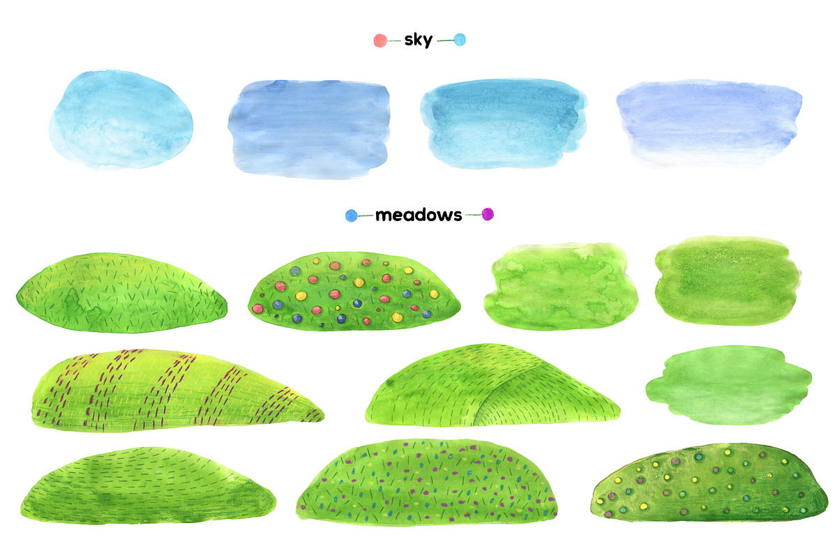 Mountain Meadows - watercolor set, an Object Graphic by Satika (Photo 9 of 15)