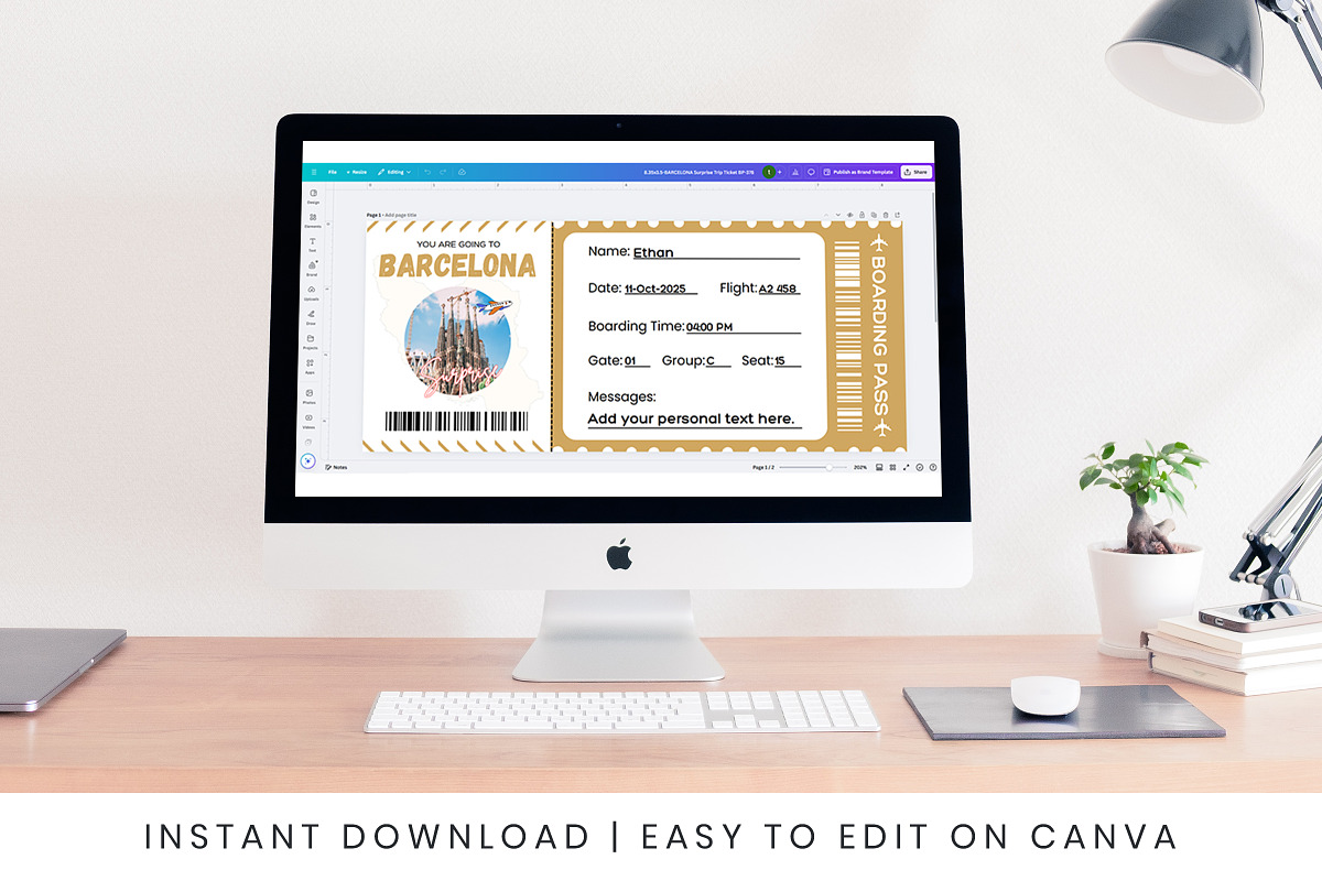 Barcelona Boarding Pass Canva, a Card Template by Snapybiz (Photo 5 of 10)