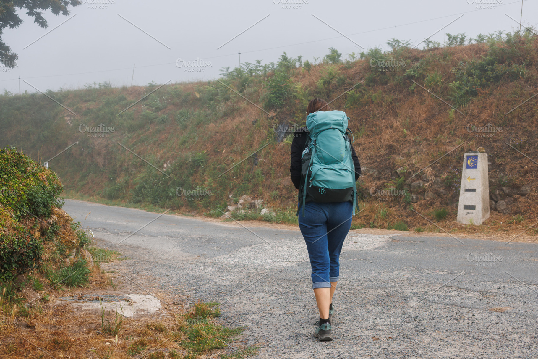 Pilgrim Walking on Camino Primitivo Road, Lugo, Spain, a Photo by Bepslabor