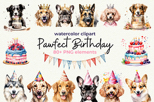 Pawfect Birthday Dog Breeds Clipart, an Object Graphic by Anna Design Studio