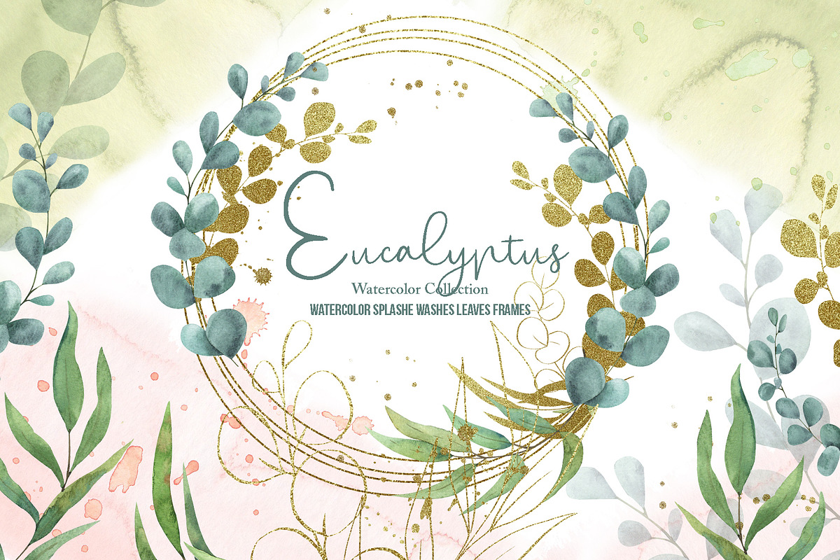 Watercolor Eucalyptus SET, a Decorative Illustration by TanataDesign (Photo 1 of 16)