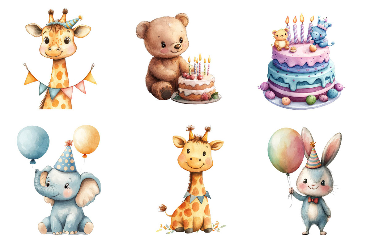 Birthday Baby Animal Clipart, Birthd, an Illustration by CreationArt (Photo 4 of 5)