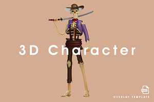 3D Skull Cowboy Holding A Sword