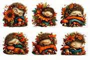 Whimsical Autumn Hedgehog Clipart, a Seasonal Illustration by Designworld (Thumbnail 2 of 10)
