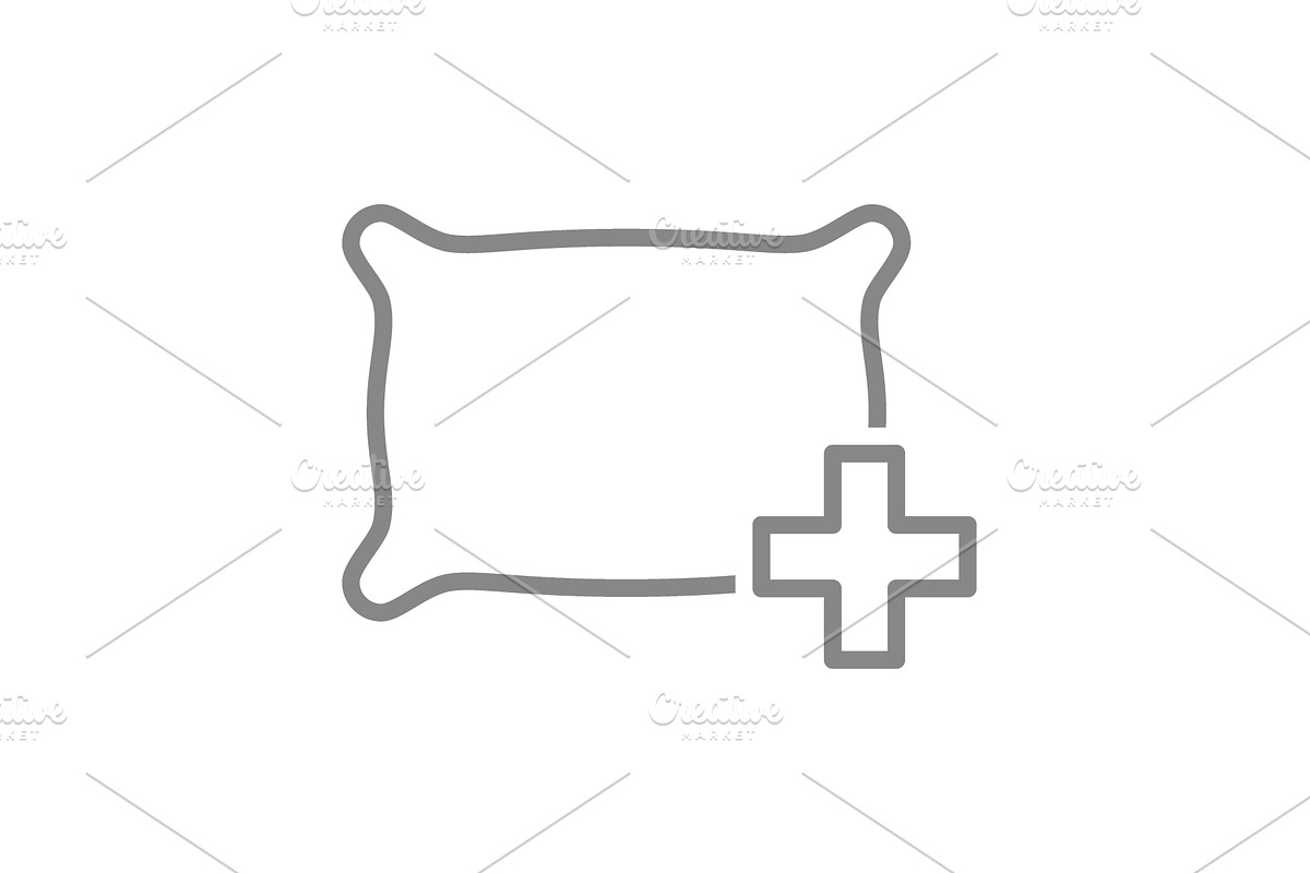 Pillow with medical cross line icon, an Object Illustration by GraphiShop
