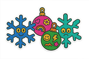Colorful Christmas ornaments featuri, an Illustration by Dvoevnore photos