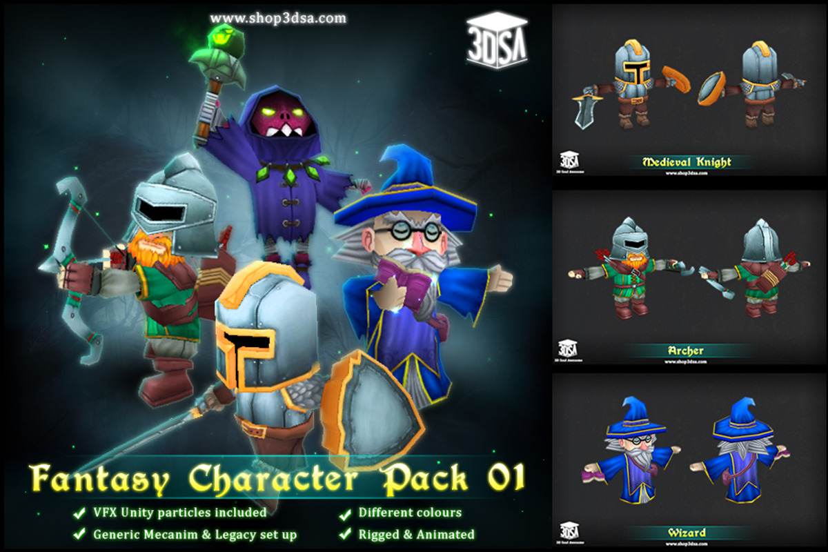 Fantasy Character Pack 01, a Characters & Person 3D Model by Meshtint Studio (Photo 1 of 5)