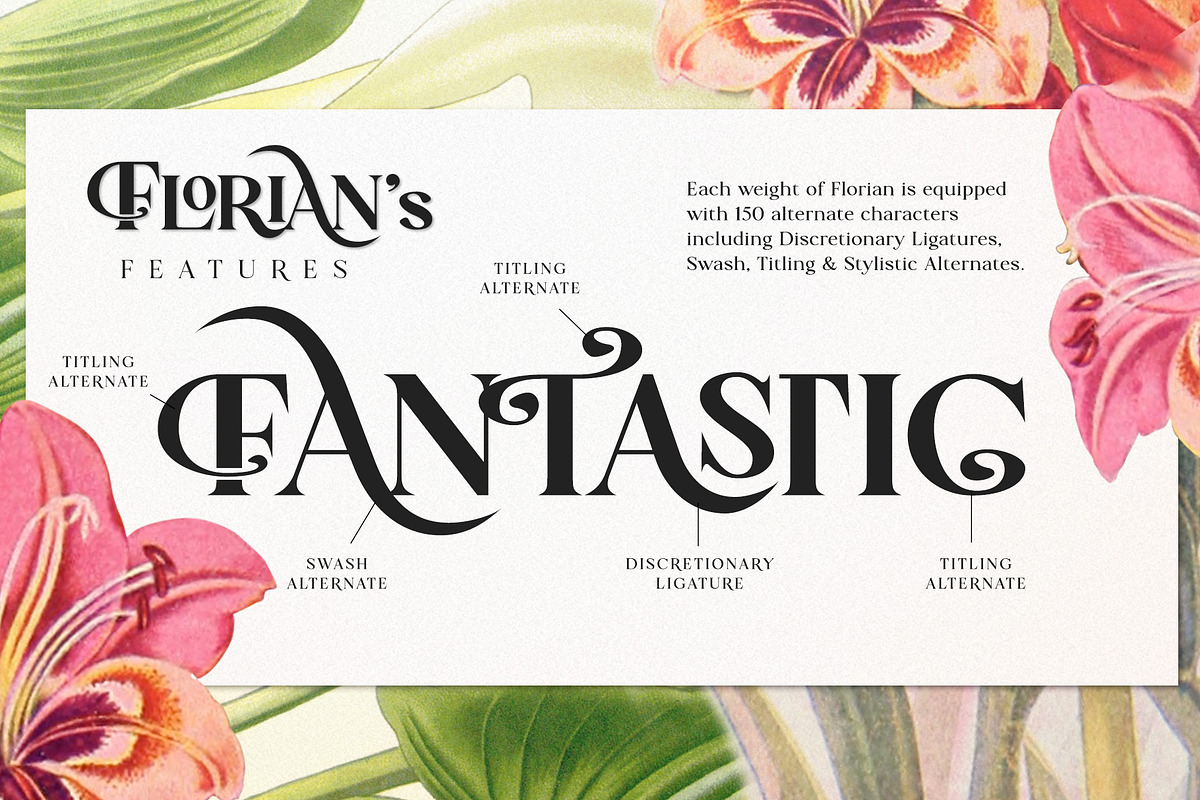 Florian -Swashy Serif Type, a Serif Font by Fenotype (Photo 2 of 10)