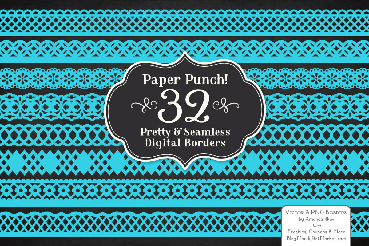 Bright Blue Clipart Borders, an Illustration by Amanda Ilkov (Photo 2 of 5)