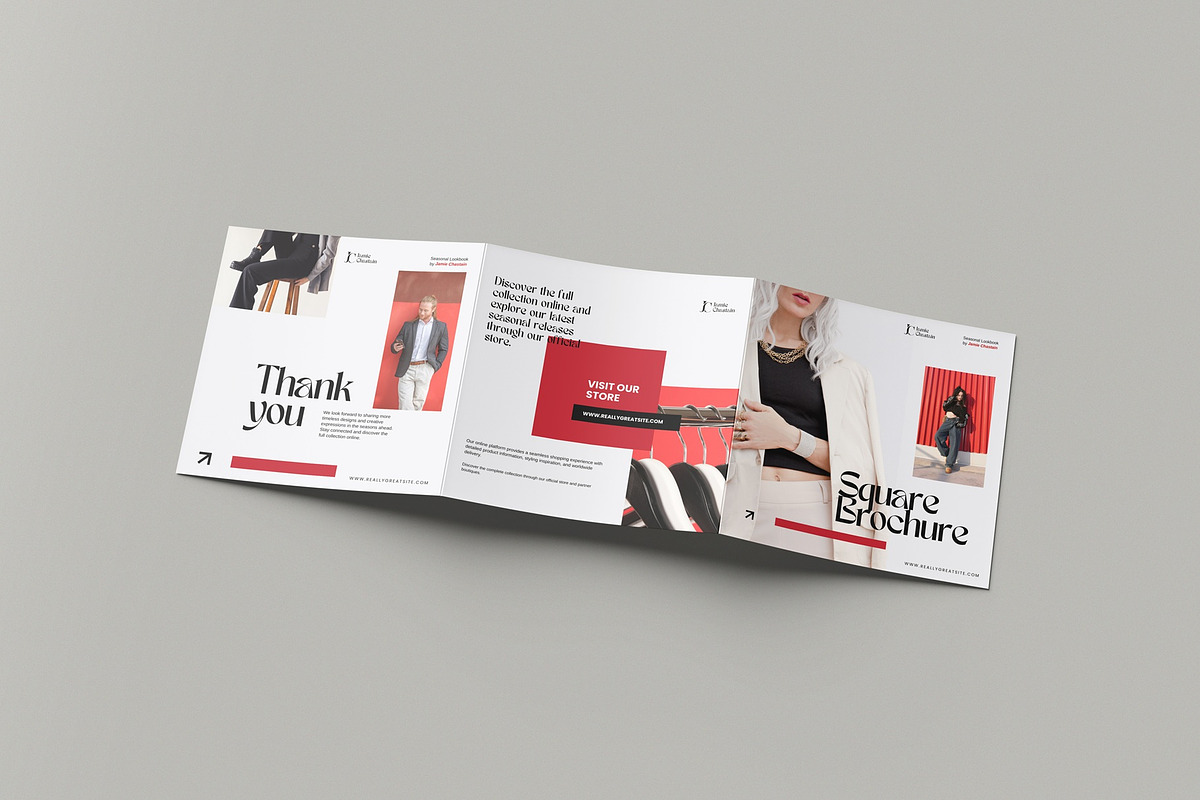 Square Trifold Brochure Mockup, a Books & Magazine Mockup by hokagata (Photo 3 of 5)