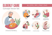 Elderly Care Vector flat Set, a Person Illustration by EeKayStore (Thumbnail 1 of 5)