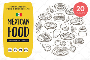 Mexican Food Doodle Clip Art, a Food Illustration by insemar