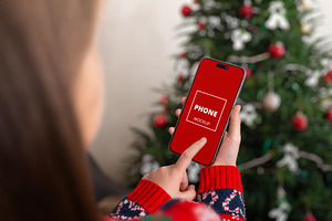 Girl iPhone mockup Christmas tree, an iPhone Mockup by RSplaneta