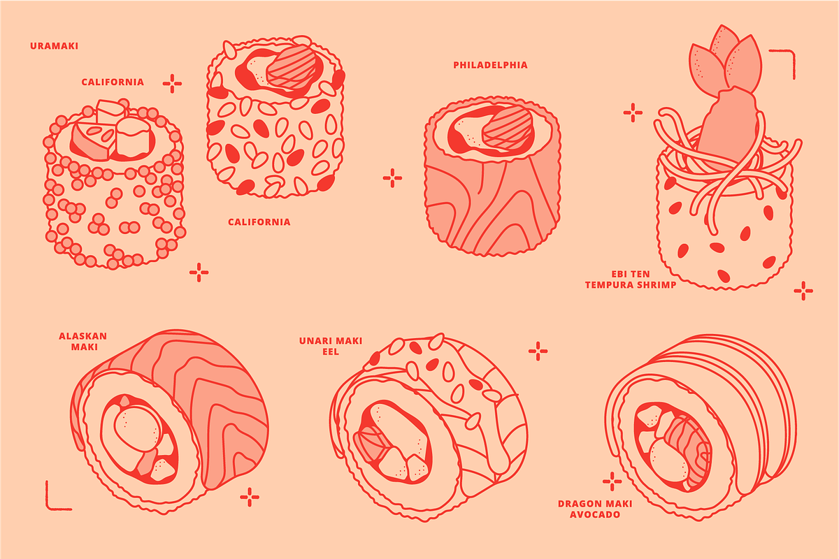 Sushi Vector Food Illustrations, a Food Illustration by TheFoodAtlas (Photo 7 of 15)