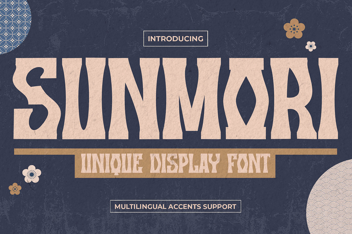 SUNMORI - Unique Display Font, a Font by Gassstype (Photo 1 of 8)