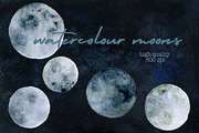 Watercolor Set Moon Phases, a Texture Illustration by paperlions (Thumbnail 2 of 5)