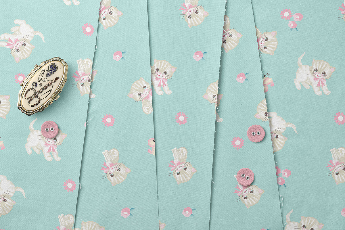 Cute Kitten Seamless Pattern, a Pattern Graphic by StudioGlouna (Photo 3 of 5)