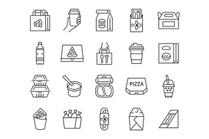 Take away line icon set, an Outline Icon by ElineDesign