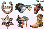 Retro Cowboy Dad Clipart PNG, a Graphic by CitraGraphics (Thumbnail 2 of 4)