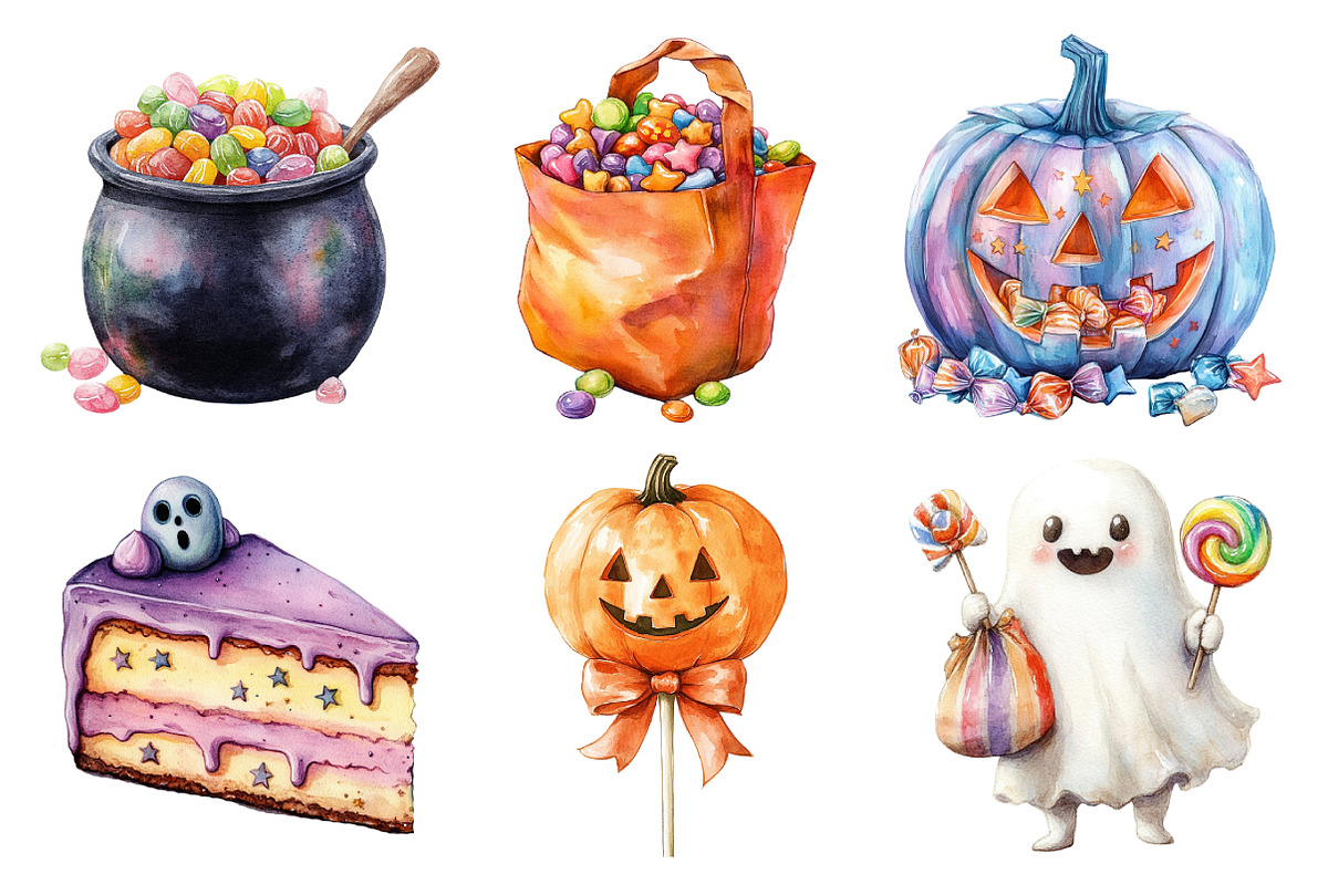 Watercolor Sweet Halloween Clipart, an Illustration by Daily.Designs (Photo 2 of 5)