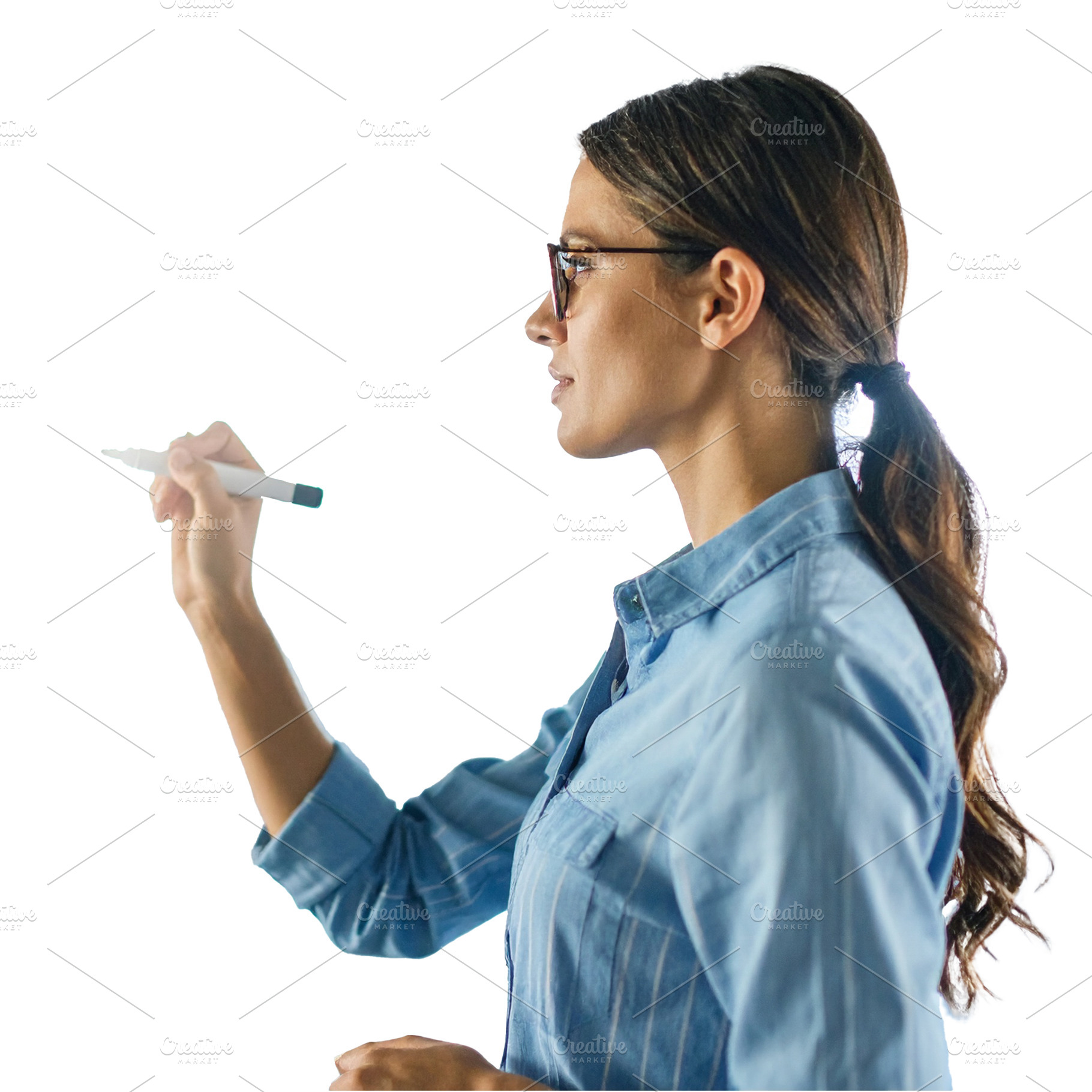 Young adult pointing with marker isolated photo, a School & Education Photo by DanFLCreativo