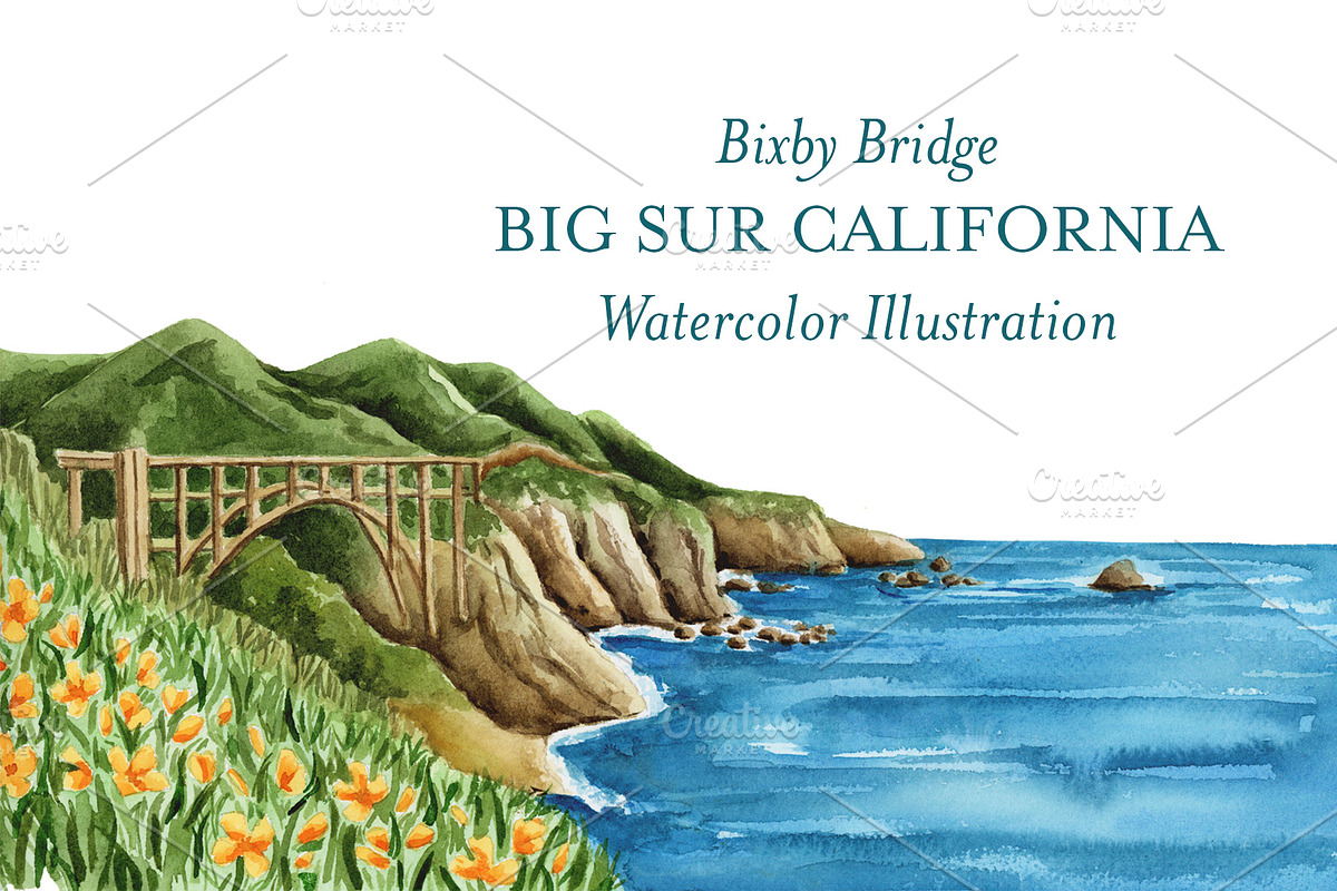 Bixby Bridge Big Sur Illustration, an Illustration by Lavender And Sea (Photo 1 of 2)