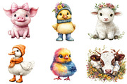 Cute Farm Animals Watercolor Clipart, an Illustration by Watercolor design (Thumbnail 4 of 4)