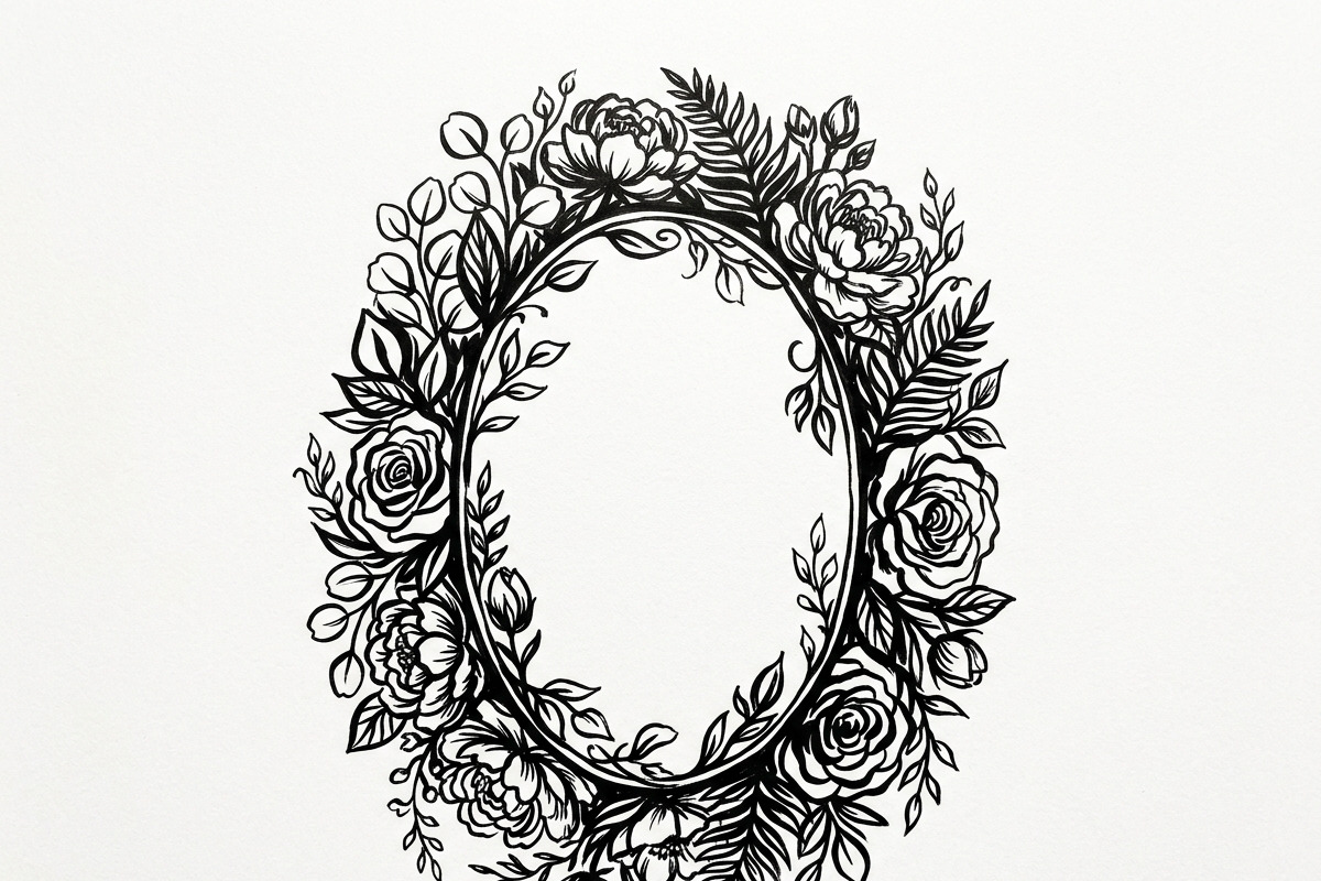50 Elegant Floral Oval Mirror Frame, a Decorative Illustration by Amazin_art (Photo 24 of 34)