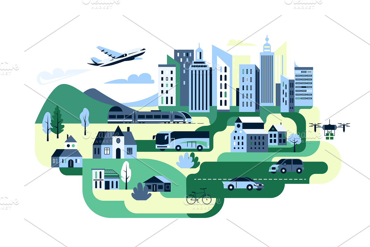 City transport vector illustration, a Transportation Illustration by Zaie