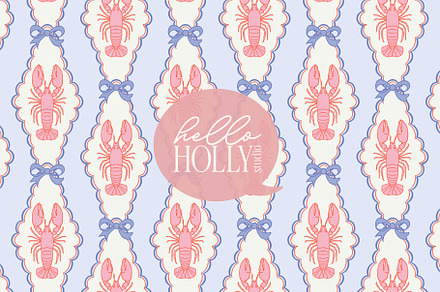 Preppy Lobster Pattern - Pink Blue