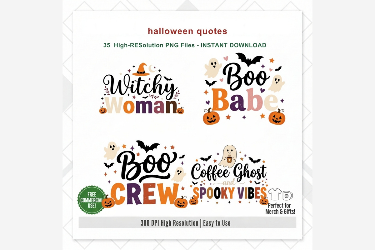 Halloween Quotes PNG Bundle, a Seasonal Illustration by Tanya Kart (Photo 11 of 11)