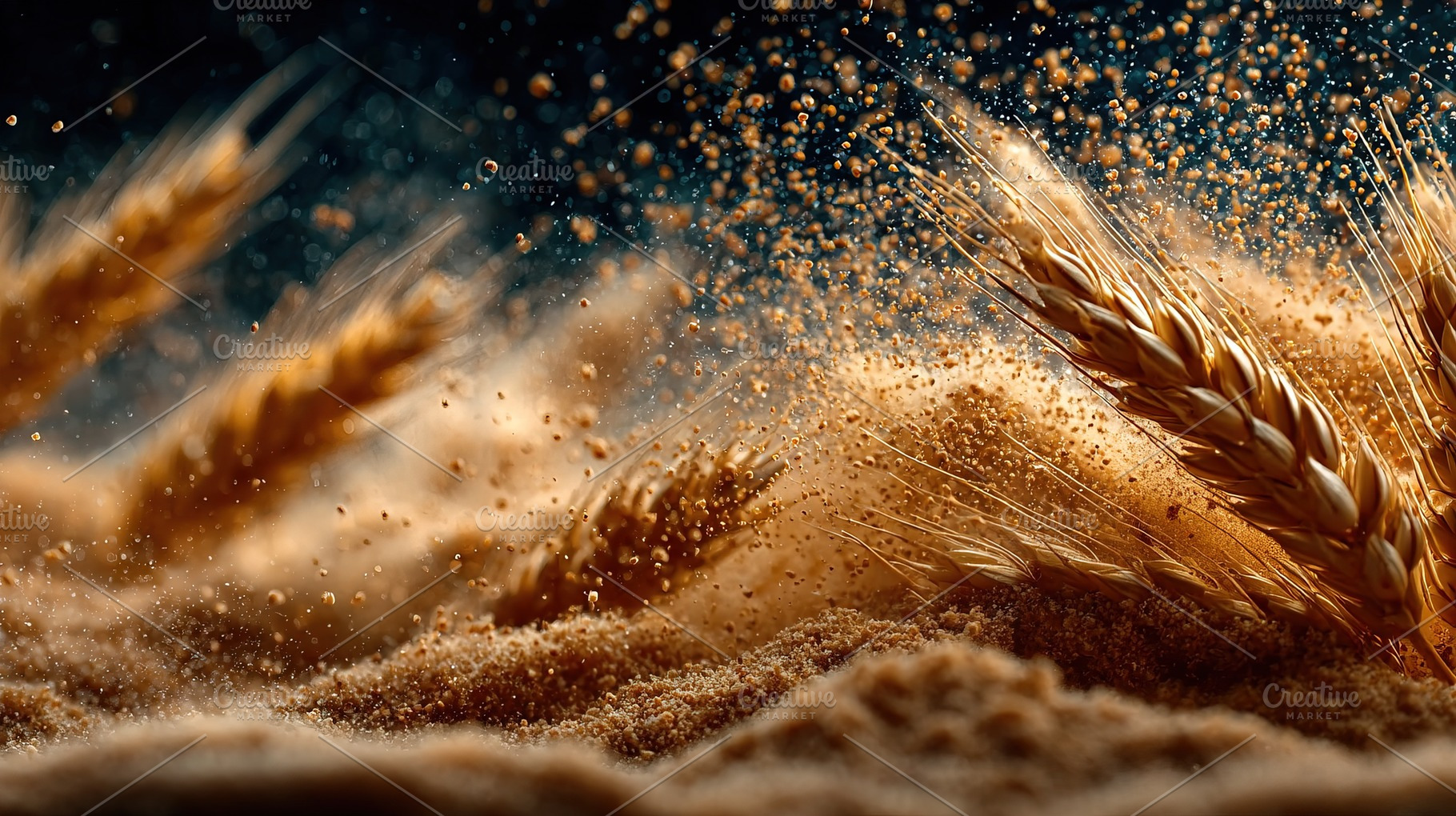 Golden Wheat Ears with Flying Grain, a Food & Drink Photo by Ales Munt