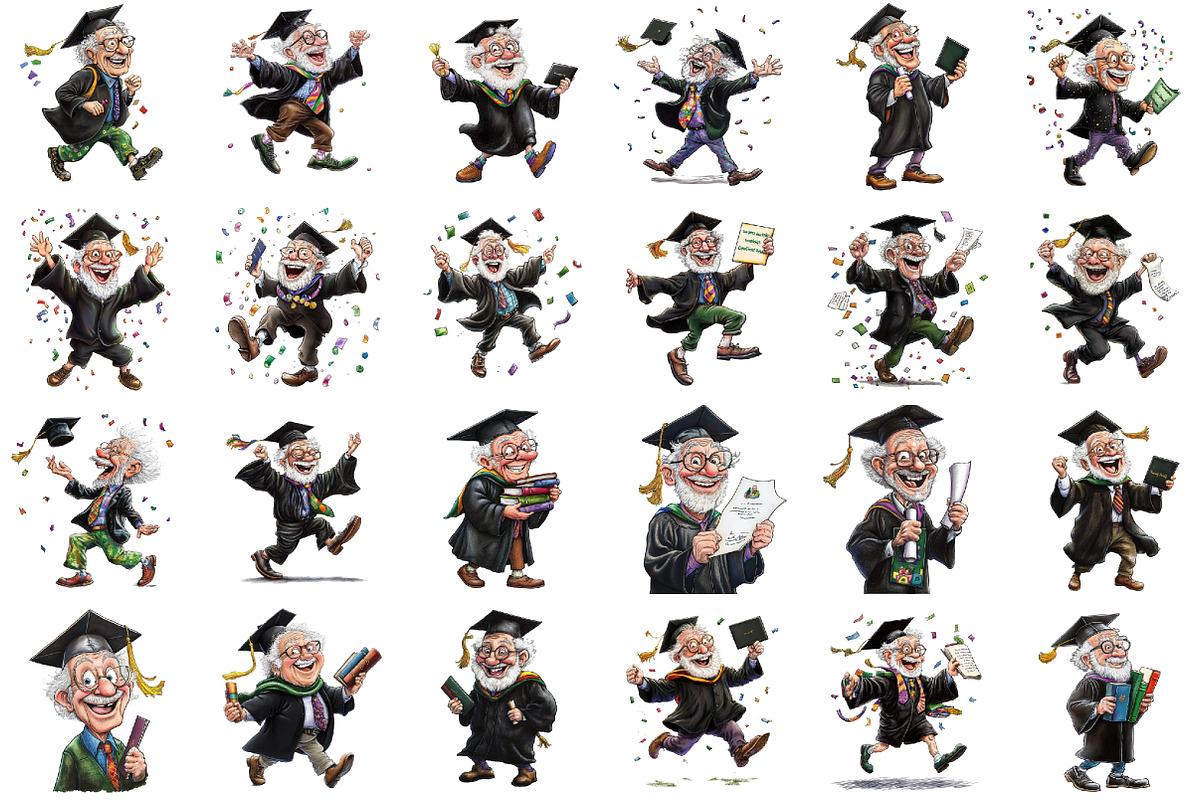 Whimsical Graduation Grandpa Clipart, an Illustration by designcity5 (Photo 2 of 5)