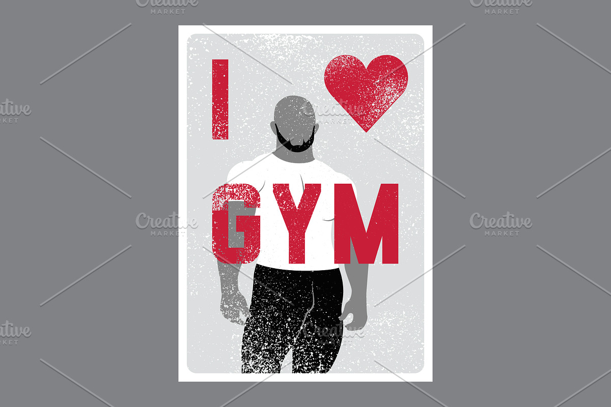 I Love Gym. Grunge vector set., a Person Illustration by PoPaShop (Photo 2 of 9)