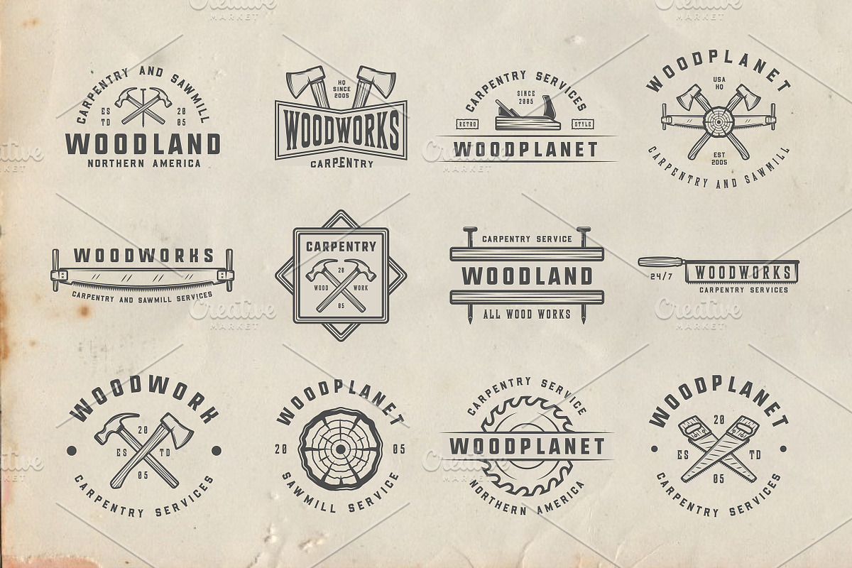 Vintage Carpentry Emblems part 1, a Branding & Logo Template by AkimD (Photo 5 of 10)