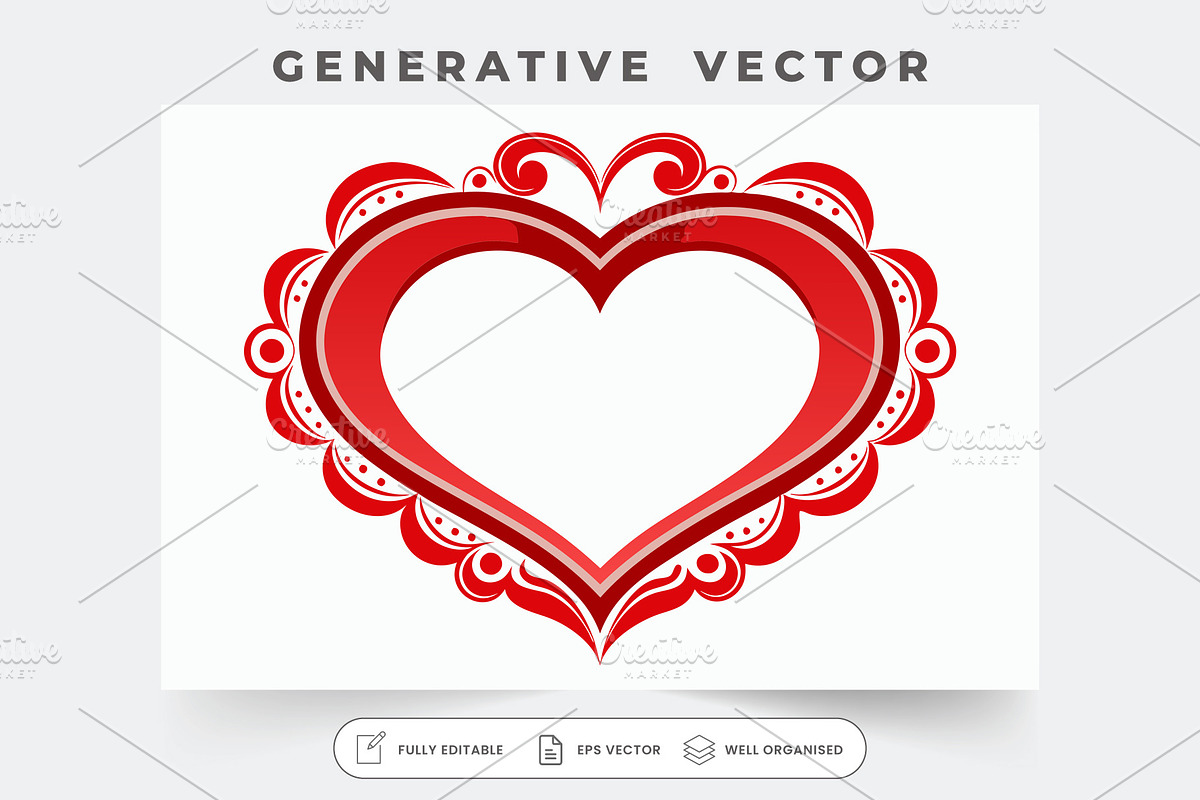 A vibrant red heart frame with decor, a Graphic by Iftikhar Alam