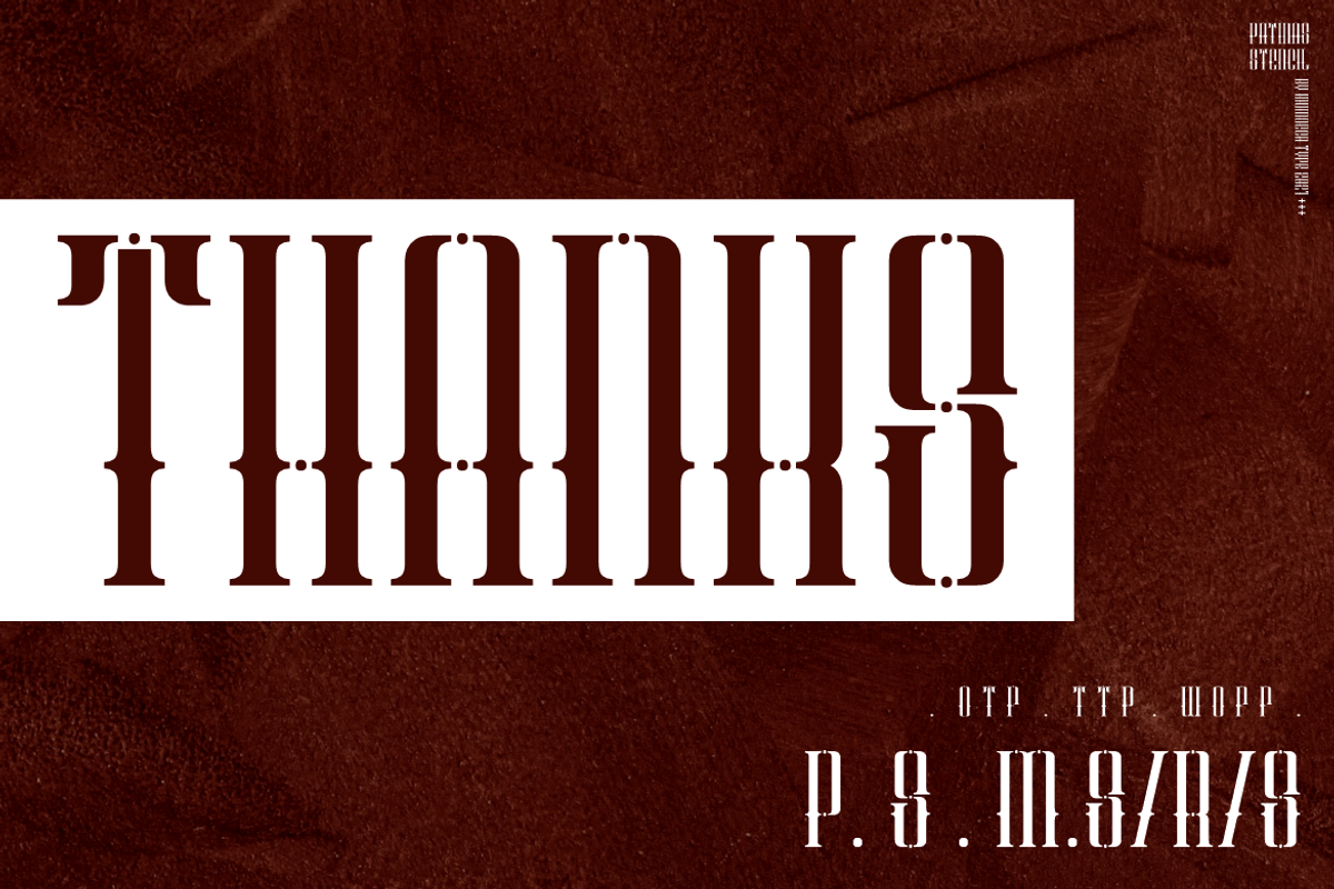Patinas Stencil (Family Font), a Serif Font by inumocca_type (Photo 10 of 10)
