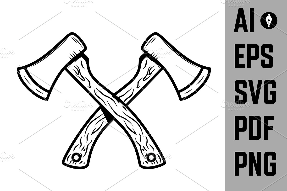 Crossed lumberjack axes, an Object Graphic by Vectorhight