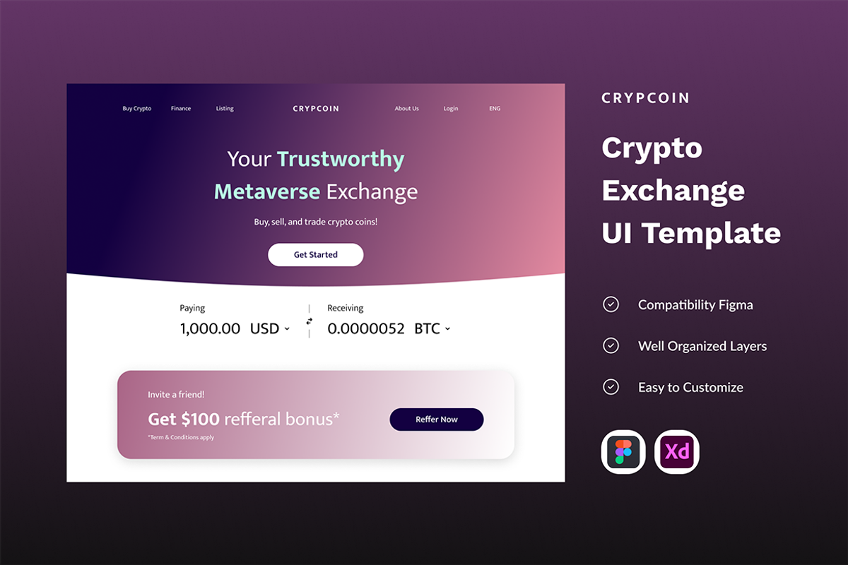 Crypcoin - Crypto Exchange UI Kit, an App Template by MikroType Std (Photo 2 of 2)