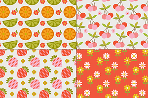 Retro Fruit Flower Patterns