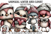 Whimsical Winter Bird Clipart, an Illustration by OK Design (Thumbnail 1 of 6)