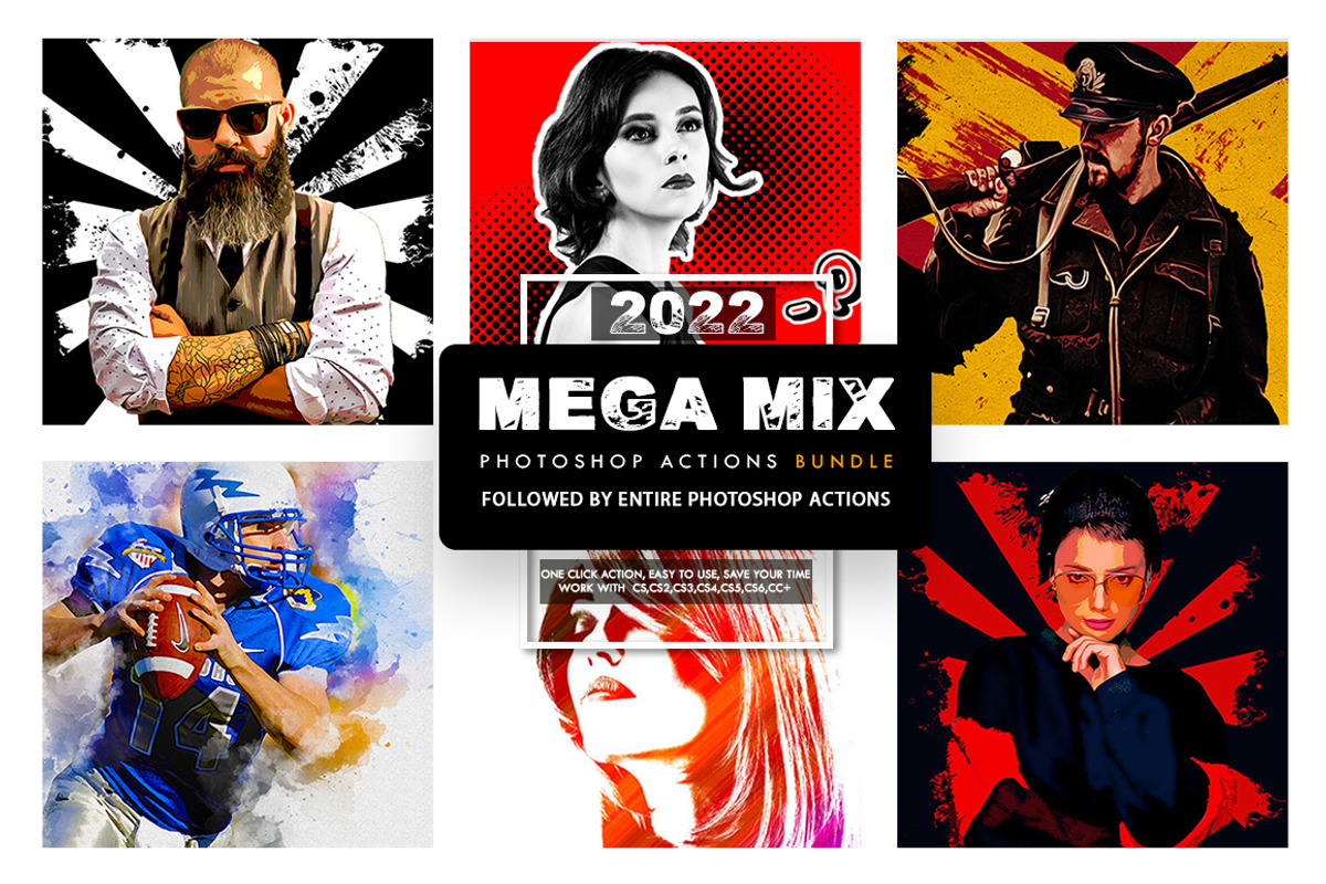 Mega Mix Photoshop Action Bundel, an Action Add-On by Jacpot007 (Photo 1 of 24)