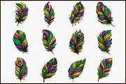Watercolor Mardi Gras Feathers Clipa, an Illustration by Sublimation Artist (Thumbnail 3 of 6)