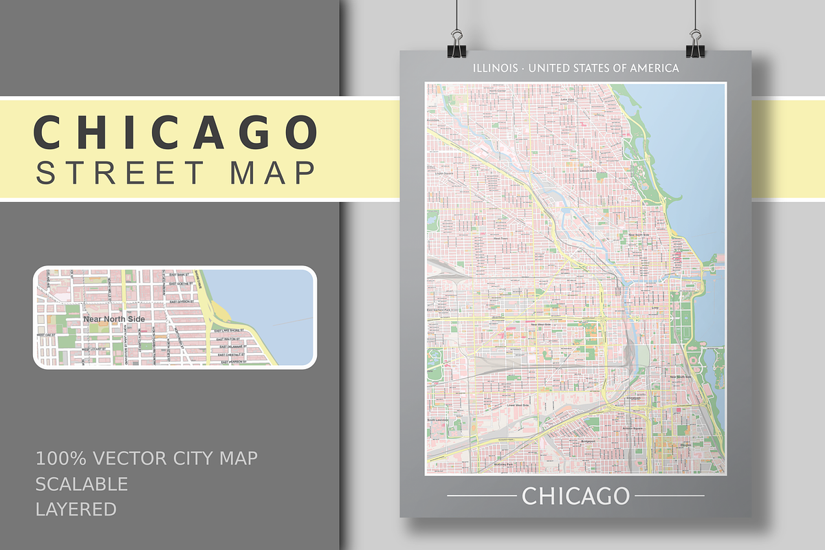 Chicago Street Map - City Map, a Work Illustration by Cartorical (Photo 1 of 4)