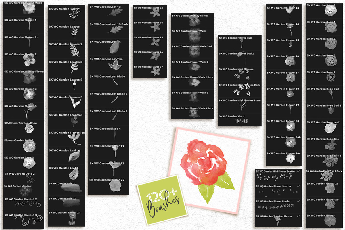 Watercolor Procreate Floral Brushes, a Brush Add-On by Studio Kitsch (Photo 5 of 6)